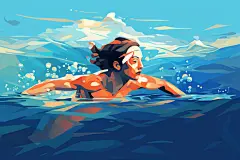 水上运动泳镜游泳运动插画