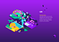 GumGum : New York agency Digiday approached us to create several isometric designs for GumGum. The idea is that AI (artificial intelligence) is coming up fast and changing the way we work. So we depicted 6 corporate area's in which AI augmented the profes