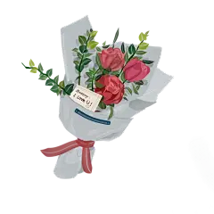 玫瑰花束花朵捧花鲜花免抠素材