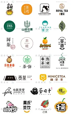 南渡日式欧美奶茶饮品咖啡店品牌logo标识设计灵感参考图集素材