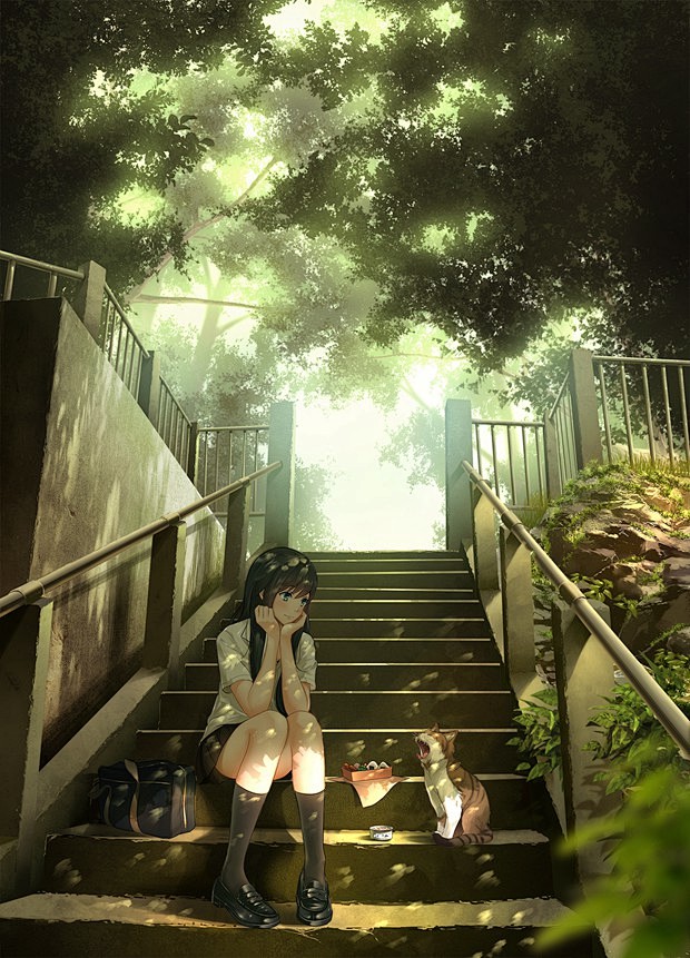 日系水手服校服女孩人物插画