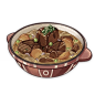 Braised Meat : Braised Meat is a food item that the player can cook. The recipe can be obtained by completing the Contraption-Contrived Cooking Course: Part III quest during the Moonlight Merriment Event. Depending on the quality, Braised Meat increases a