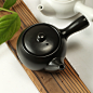 日式MONO传统茶道横柄黑/白色 陶瓷小茶壶功夫茶具