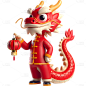 龙年春节通用软3D卡通中式拟人龙形象人物动物贴纸