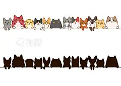cats border set with silhouette