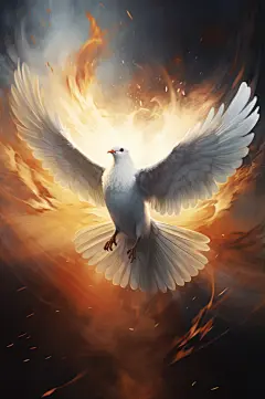 AI数字艺术展翅飞翔的和平鸽插画