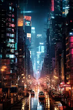 城镇夜晚街景灯光亮化工程