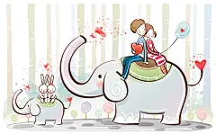 情人节情侣手绘插画元素