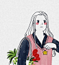 【韩国的插画师별점퍼作品】
—— 별점퍼的简单日常作品给人感觉悠闲惬意，对线条和颜色的把控十分熟练，仅仅几笔就把人物的动态和布料的柔软表现出来。画面中并没有太多的细节，颜色也极尽简洁，流畅的线条与温暖的色调相结合，舒适又温馨，把一个人的生活描绘的美好而让人向往。