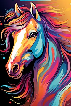 炫彩设计元素彩色马拼贴画插画图片