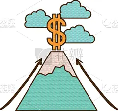 山,分离着色,图标,美元符号,在上面,商务,自然,男商人