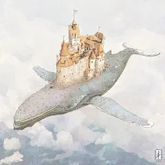 Castle Whale, Gregory Fromenteau : Flying city whale , inspired by the castle of Bran in Transylvania.