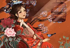 清朝女子_懒山猫__插画师作品_涂鸦王国gracg.com