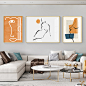 北欧风格轻奢客厅装饰画抽象人物线条极简挂画沙发背景墙画三联画