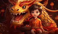 龙凤年中国小朋友展板