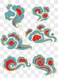 手繪敦煌色中國風祥雲可商用套圖, 敦煌, 中國風, 古風素材圖案，PSD和PNG圖片免費下載