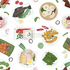 四方连续纹样,东方食品,东方人,白色,式样,华丽的,精神振作,传统,绘制,重复