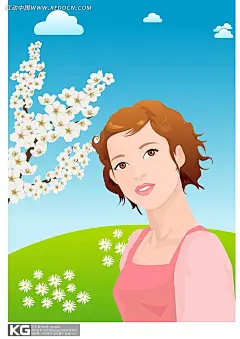 梅花女孩矢量人物插画AI|绘画设计|角色|卡通人物|卡通人物图片|漫画人物|人物插画|人物素材|人物图片|矢量人物|矢量图|手绘人物|水彩