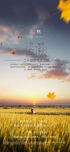 传统二十四节气立秋宣传活动海报