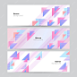 Set of white pink blue triangle banner background. Vector abstract graphic design banner pattern background template.