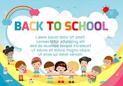 教育对象上回学校背景，回学校，儿童学校，教育理念，广告宣传册模板，你的文字，矢量插图