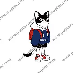 卡通猫咪矢量手绘猫咪背书包的猫黑色猫
