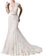 EllaGowns Cap Sleeve Mermaid Bridal Gown Wedding Dresses with Satin Sash White US 20W