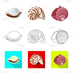 动物,标志,分离着色,鸡尾酒,自然,螺线,海产,设计,装饰,收集