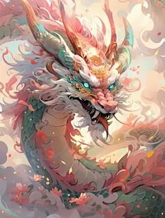 高清唯美龙水彩插画