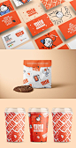 This may contain: an orange and white background with some food items on the bottom, and two different images above