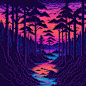 诡异的万圣节之夜森林插画矢量图设计素材
