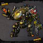 Borderlands 3 - Ironbear Mech - LP, Jimmy Barnett : Here are a few shots of Ironbears low poly mesh.  I was responsible for most of the baking as well as the base textures and inks. All the fancy customizable skins were handled by the character team. Also