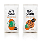 This may contain: two bags of nuts snack sitting next to each other