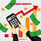 Business growth concept with calculator and money Free Vector