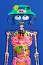 3D blender Digital Art  ILLUSTRATION  poster Character design  cartoon composition psychedelic 2д