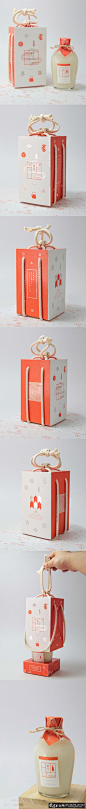 [包装灵感] 澳大利亚设计师清酒包装设计 橘红色酒瓶设计 创意橙色酒包装盒设计