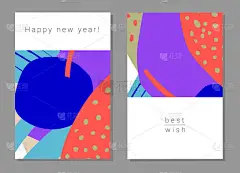 一套艺术创作通用卡片.手绘纹理。婚礼，结婚纪念日，生日，圣诞快乐，新年快乐，派对。海报、卡片、请贴单
