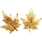 -10@小文创意   --  】TIFFANY & CO Textured Leaf Yellow Gold Earrings