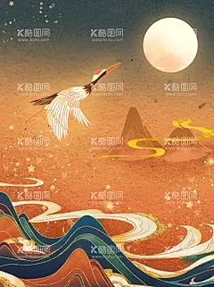 敦煌  - 源文件下载【酷图网】敦煌,飞天,中国风潮,中秋,重阳,手绘,插画,海报,背景,飞鹤