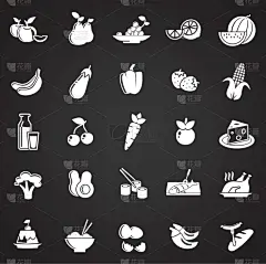 插画,计算机图标,健康食物,黑色背景,饮料,谷物,清新,面包,食品,烹调