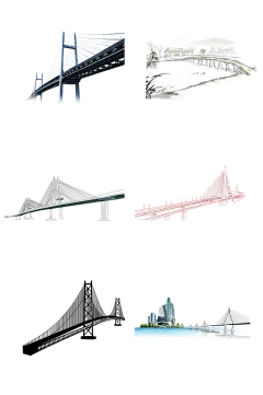 世界桥梁手绘大桥建设免抠元素-众图网