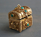 Vintage 18k Etruscan Treasure Chest Charm Pendant by MintAndMade