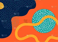 图案背景与抽象形式，有机形状矢量插图。波浪纹理海报在最小的涂鸦趋势风格。几何流派波普艺术现代设计