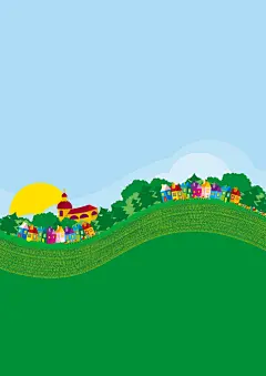 清新田园风风景插画