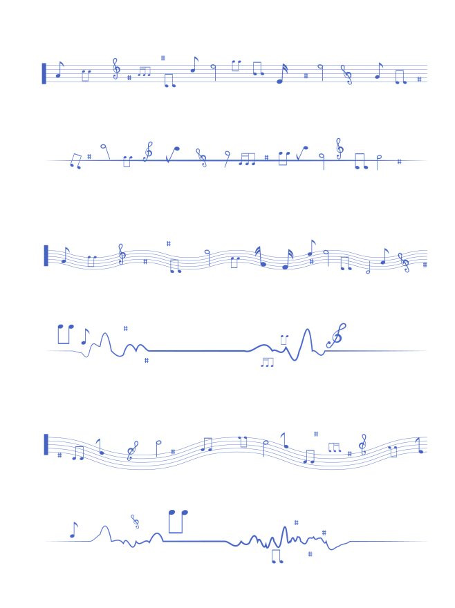 手绘音符乐谱音乐五线谱分割线