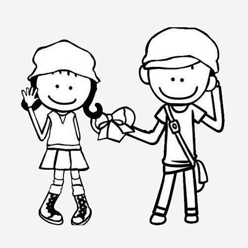 卡通情侣人物约会简笔画图案免抠png素材新图网ixintucom