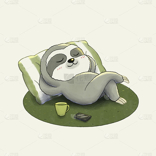 一只懒惰的树懒正在打盹的可爱卡通