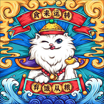 AI 国潮插画猫