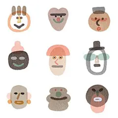 #云朵分享#今天带大家看81张插画面孔，这是插画师 IlkaMészely 的一部分作品。

作者使用各种有趣的形状和柔和的色彩，创造出可爱又古怪的小人物。每张面孔都充满了情绪和性格特点，看上去十分有趣，看的我也想拿出笔尽情的绘画！ ​​​​