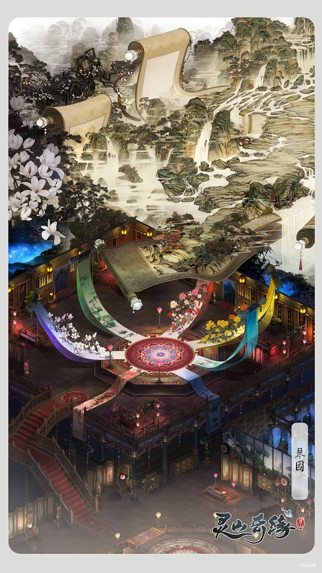 中国风场景气氛图古风山水建筑武侠仙侠CG原画游戏美术素材-花瓣网